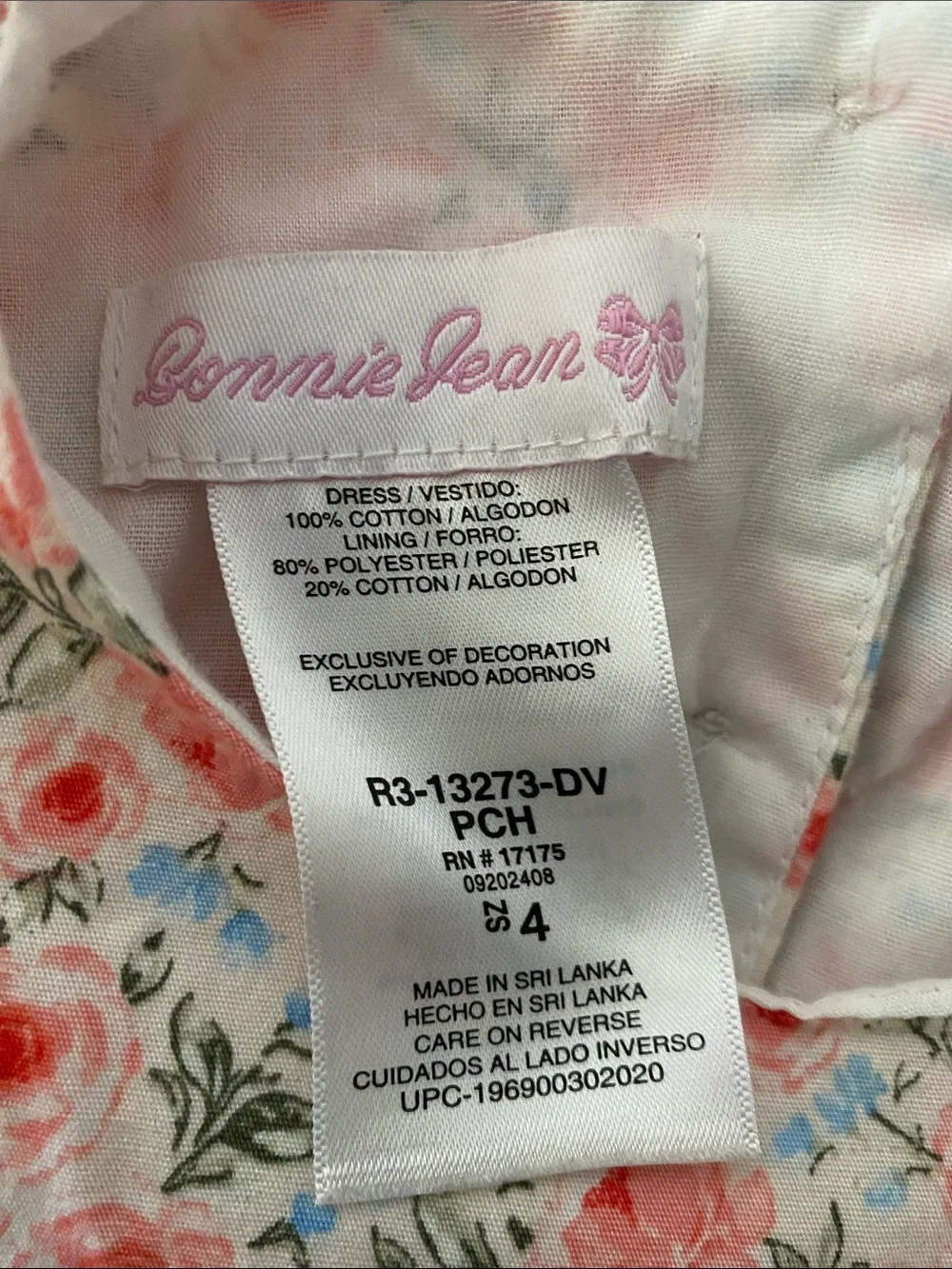 Bonnie Jean Cream Floral Smocked Dress with Light Blue Bows